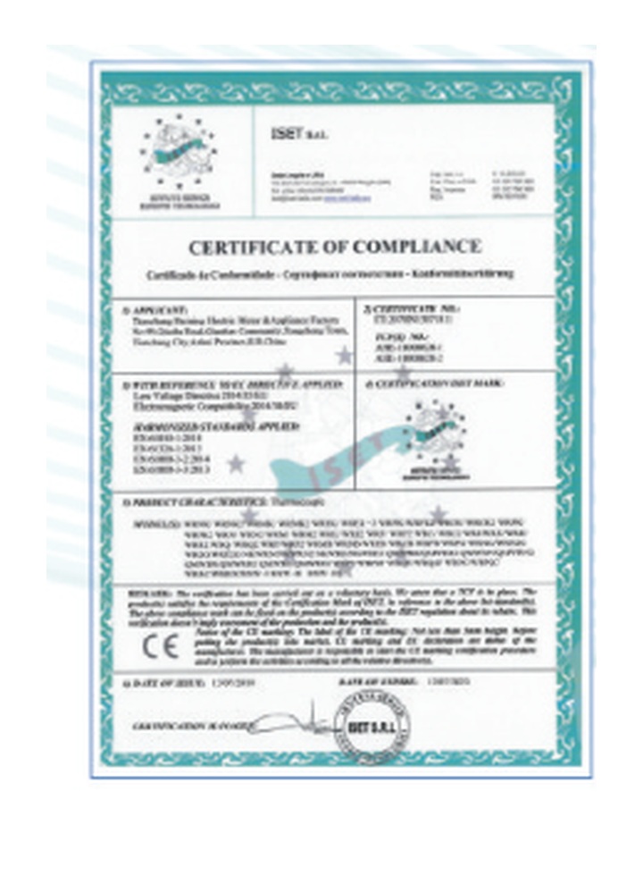 Certificate of compliance