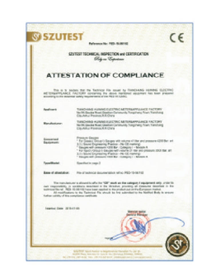 Attestation of compliance